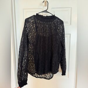 Chic Black Lace Women's Blouse